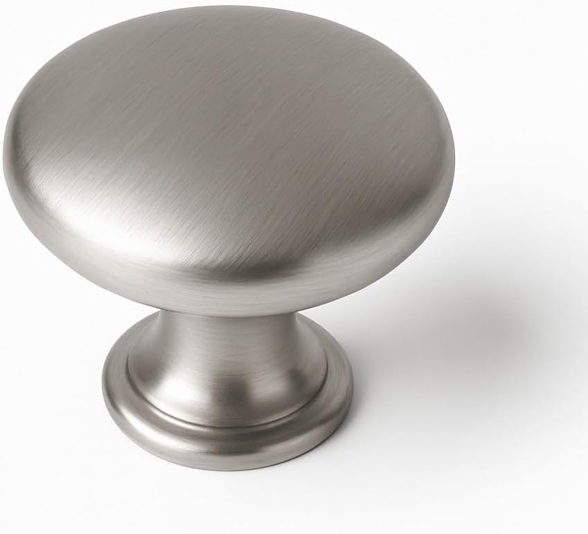 ANGSTROM 10-Pack Round Cabinet Knob, Smooth Top Diameter 1.25" (Brushed Nickel)