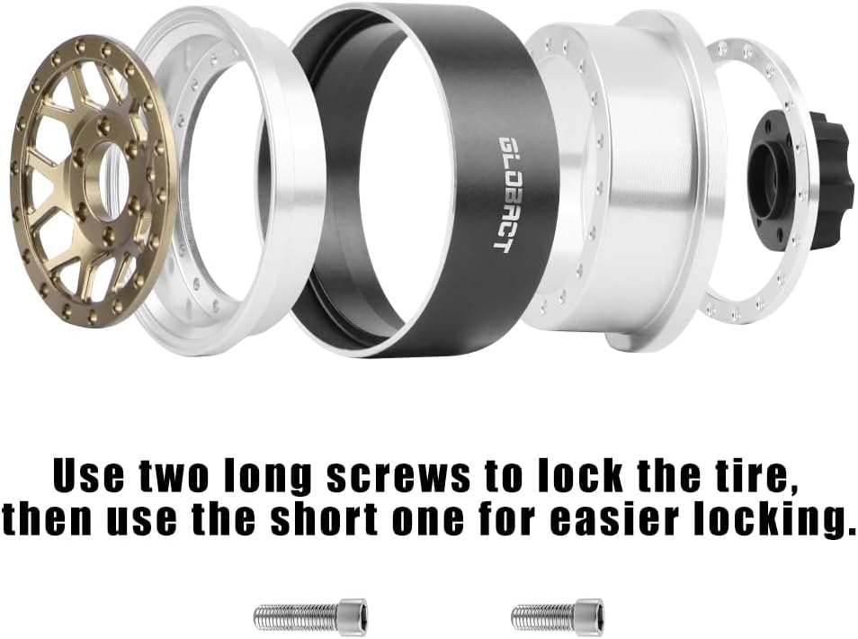 GLOBACT Aluminum 1.9 Beadlock Wheel Rims Adjustable Offsets for TRX4 TRX6 Axial SCX10 Redcat GEN7 GEN8 RC4WD D90 1/10 RC Crawler Upgrade Parts (Bronze)