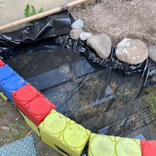 Bâche de bassin noir en caoutchouc pour aménager un bassin de jardin de 3x4 m avec cascade - 5