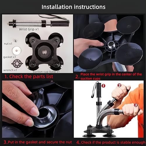 Arm Wrestling Training Equipment - 35-50lbs Adjustable Wrist Gripper, Strengthen Biceps, Forearms, Shoulders & Chest, Home Fitness Tool (Suction Base for Smooth Surfaces)