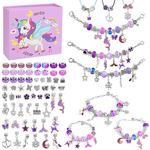 Kit para Hacer Pulseras, Kit Manualidades Niños, Beads for Jewelry Making Kit, Regalo de Niña e 5-13 Años para Cumpleaños Navidad