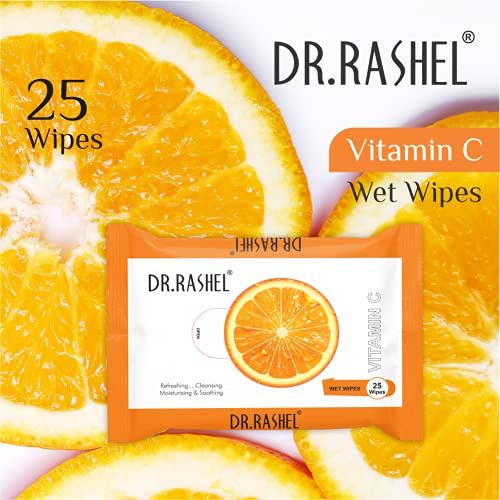 DR.RASHEL Vitamin C Pack of 6 Face Wipes, Boosts Skin Oxygen, Clear Dirt, Remove Makeup - Image 4