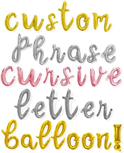 Balloon Vibe Custom Letter Balloons 16 Inch – Cursive Foil Balloon Letters Alphabets & Numbers Personalized Balloons – Create Mylar Balloon Banner for Birthday, Anniversary, or Any Other Occasion