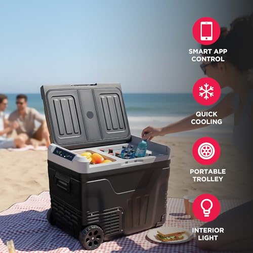 Frigidaire, 51 Qt. Portable Convertible Electric Refrigerator/Freezer Trolley-With App, Dual Zone, Black by Frigidaire - Image 3