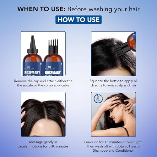 Image of Botanic Hearth Rosemary Oil for Hair Growth - 4 Fl oz | Enriched with Biotin, Castor & Jojoba | Hair Relaxers & Dry Scalp Treatment | Color Safe | Suitable For All Hair Types