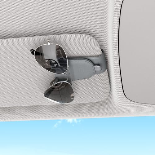 Image of Sotfamily Sunglass Holder for Car Visor, Gray, 2 Packs | Suede Cloth, Magnetic, Organizer for Car Accessories