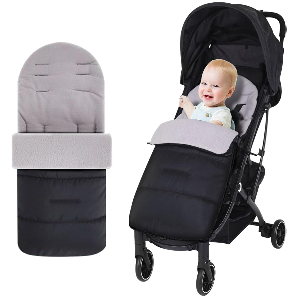 Kinderwagen Fußsack Universal Kuschelsack Babyschale Schlafsack Winddichter Babyfußsack Verstellbarer Kinderwagensack mit Reißverschluss Weiche Warme Beindecke für Kinderwagen Buggy Sportwagen