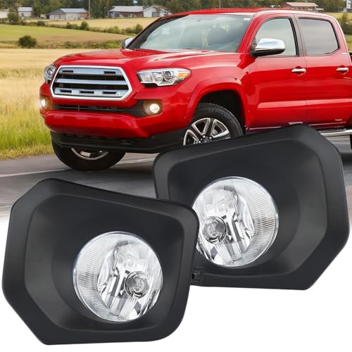 Image of Nilight Fog Lights Assembly Compatible with 2016 2017 2018 2019 2020 2021 2022 2023 Toyota Tacoma SR SR5 Model Only Light Replacement Clear Len Driver and Passenger Side