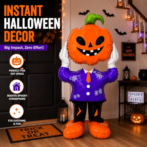 Image of AMFIN Halloween Pumpkin Head Character Foil Balloon Decoration
