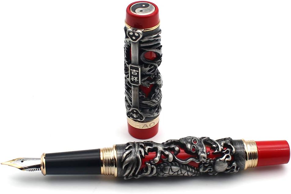 3D Jinhao Dragon Fountain Pen Fine Nib Phoenix pattern Signature Calligraphy Business Pens