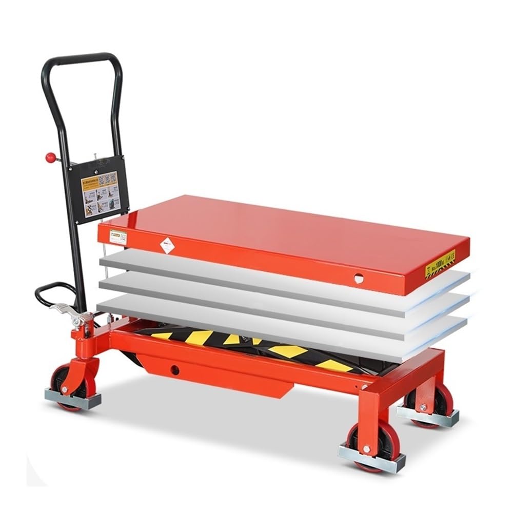 HOMEle Plataforma de tijera hidráulica – Pequeño carro plano manual para mantenimiento de coche, pesado Du, portátil y diseño de cactus para un fácil transporte