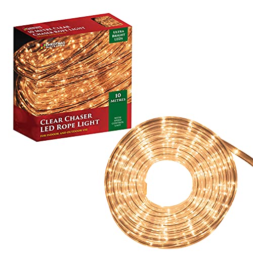 The Christmas Workshop 77620 10m White Colour Rope Lights with Speed Control Unit/Indoor & Outdoor Christmas Lights/Christmas, Weddings & Gardens
