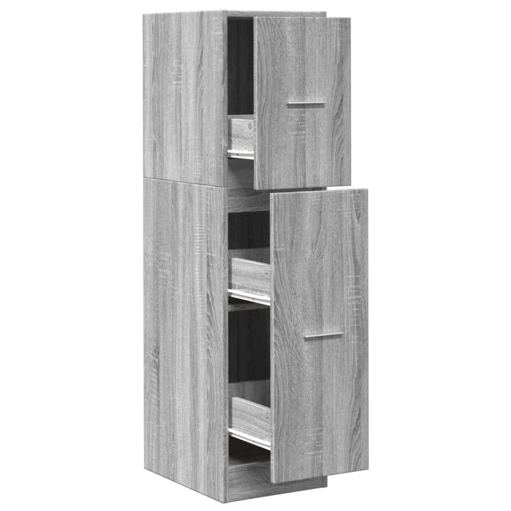 Armadietto da Farmacia Grigio Sonoma 30x41x118 cm in Truciolato | 3 Cassetti, Guide Metalliche, Maniglie Eleganti, Carico 60 kg, Per Ufficio e Casa