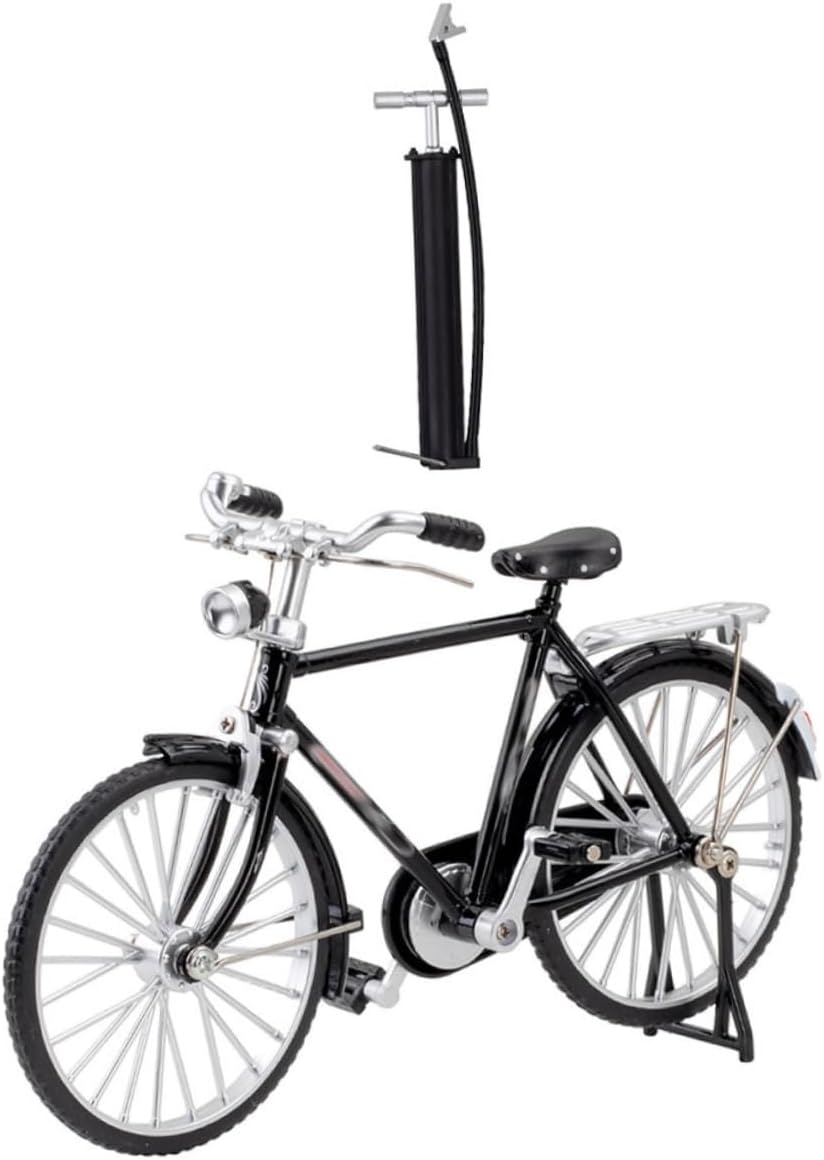 PRETYZOOM Vintage Style Miniature Bicycle Model with Pump Retro Alloy Bike Figurine for Home Office Decoration Bike Statue for Desk Adornment