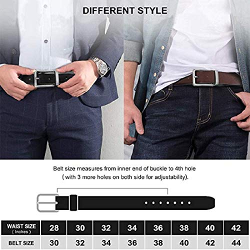 Image of JUST-STYLE Men's PU Leather Reversible Belt (Black & Brown) Size (28-46) Formal /Regular