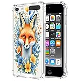 ZHONGWEI Clear Phone Case Compatible with iPod Touch 5/6/7 with Fox-CQ78 Pattern,Four Corners Protection