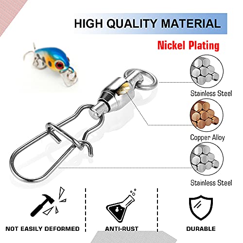 Image of Atibin High Strength Fishing Swivels Tackle Stainless Connector Fishing Snaps Swivel Steel Lock Snap Swivels Saltwater Line Lure Connector 25pcs 108lbs