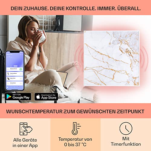Klarstein Infrarotheizung mit Thermostat, 350W Elektroheizung, Smart Home Bild- Infrarotheizung zur Wandmontage, IR mit IoT/ WiFi App- Control, Feuchtraum Heizkörper CO2- Frei, Elektro Wand Heizung 60×60-3