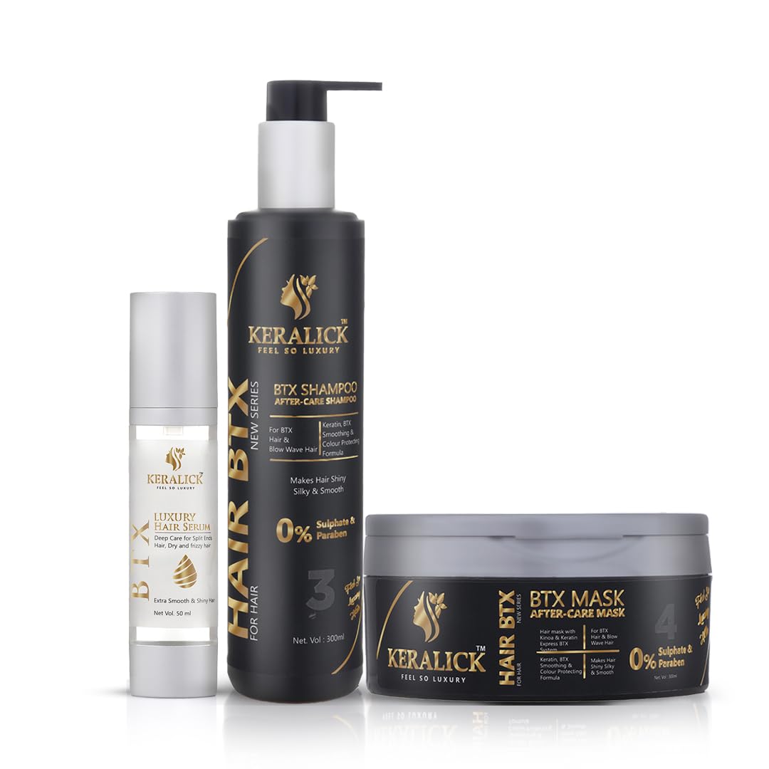 Keralick Bo-tox hair combo shampoo and conditioner for women with serum - hair mask for dry, damaged, and frizzy hair | Sulphate free Repair Shampoo, Repair Hair Mask and Smooth Shine Serum Set for Thin Fine Hair | Dry, Damaged & Color Treated Hair.-image-27