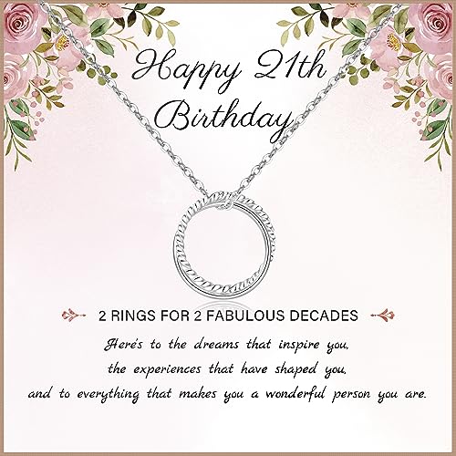 Regalos de cumpleaños para mujer, collar de cumpleaños de plata de ley 925, collar de cumpleaños de 2, 3, 4, 5, 6, 7 décadas, collar de círculos entrelazados feliz 20, 30, 40, 50, 60, 70 cumpleaños,
