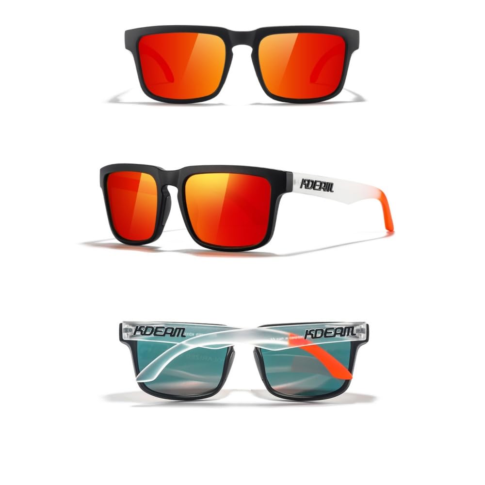 Nyfolk Unisex-Polarisationssonnenbrille, blendfrei, rechteckiger Rahmen im Retro-Stil – ideal für alle Outdoor-Aktivitäten