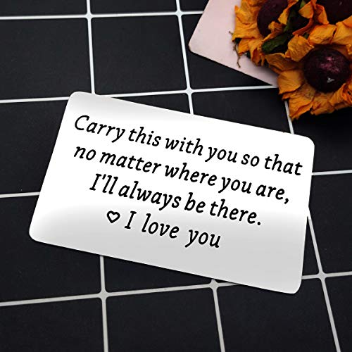 Vadaka Engraved Wallet Inserts Card Anniversary Card Gifts for Men Carry This with You So That No Matter Where You are I'll Always Be There-I love you Card4