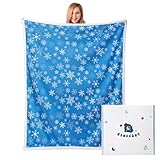 KENPERRY Christmas Blanket Blue Cozy Blankets for Women Girls Premium Fleece Throws Bed Blanket All Season Use Festive Pattern for Women with Gift Box,60'X50'