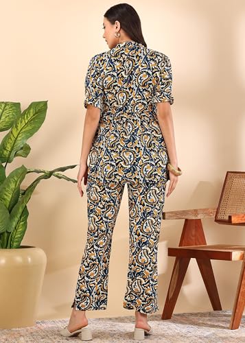 Image of JUSTHER Women's Co-ord Set | Shirt Top & Bottom Pant | Stylish Matching Set | Comfortable Fit Wear | Trendy Look Styling | Easy Movement | Perfect for Casual