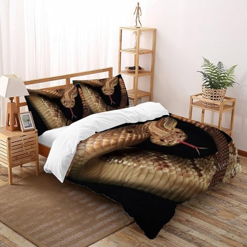 Housse de couette animaux serpent microfibre facile à laver sans repassage pour lit double