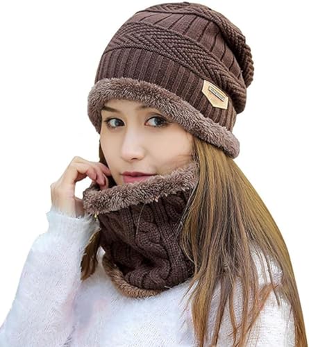 Image of RECLUSE Wool Beanie Cap & Muffler Set, Cap Hat and Neck Warmer Scarf, Unisex Design.Soft Woolen Muffler & Cap for Men & Women(multicolor)