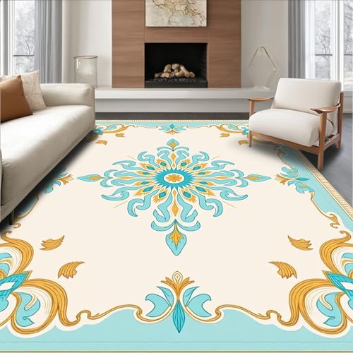 ODIKA Flatwoven High Traffic Area Rug 8x10, Tranquil Waves Faded