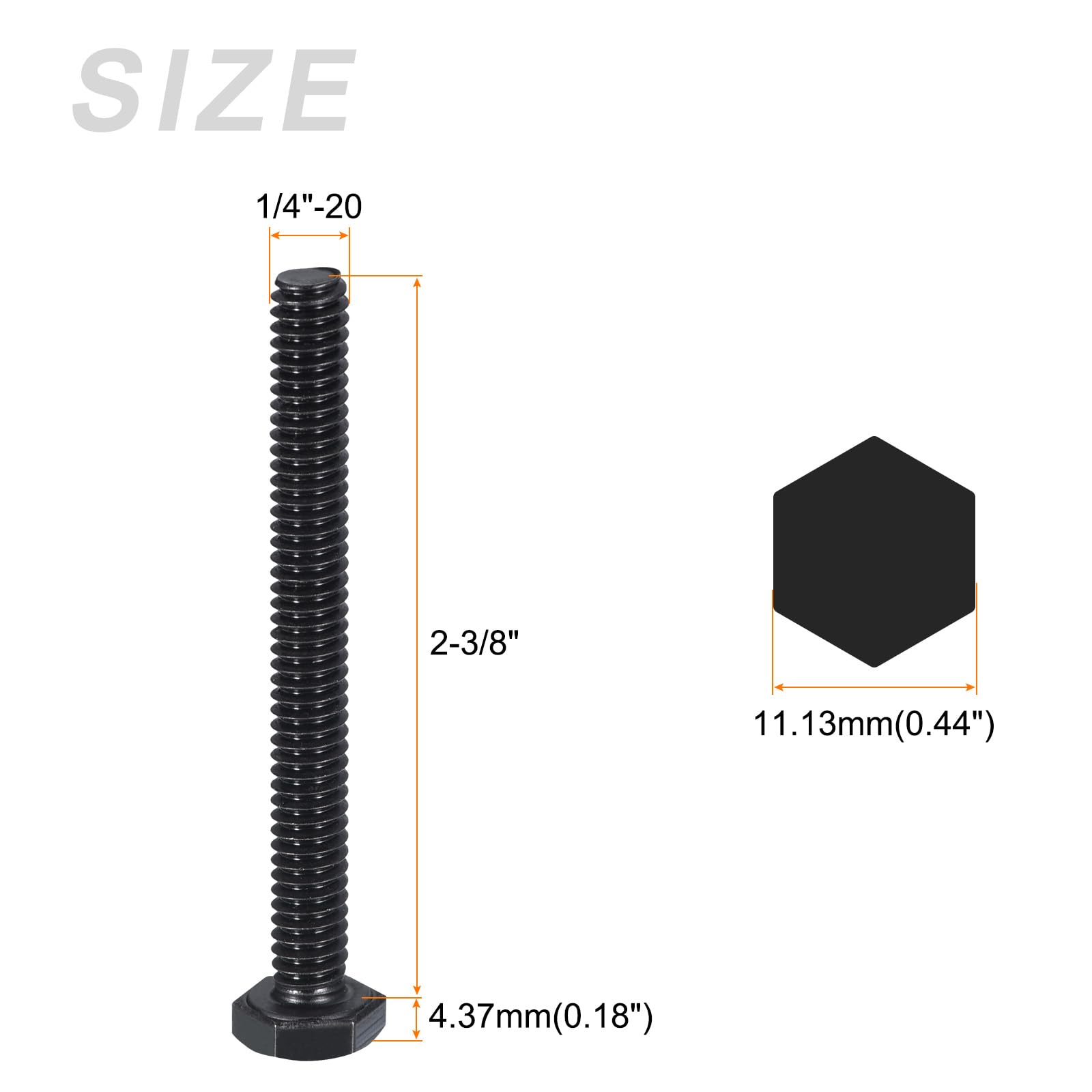 METALLIXITY Hex Head Bolts (1/4-20 x 2-3/8") 10Pcs, 304 Stainless Steel 18-8, Fully Threaded, External Hex Drive - Image 2