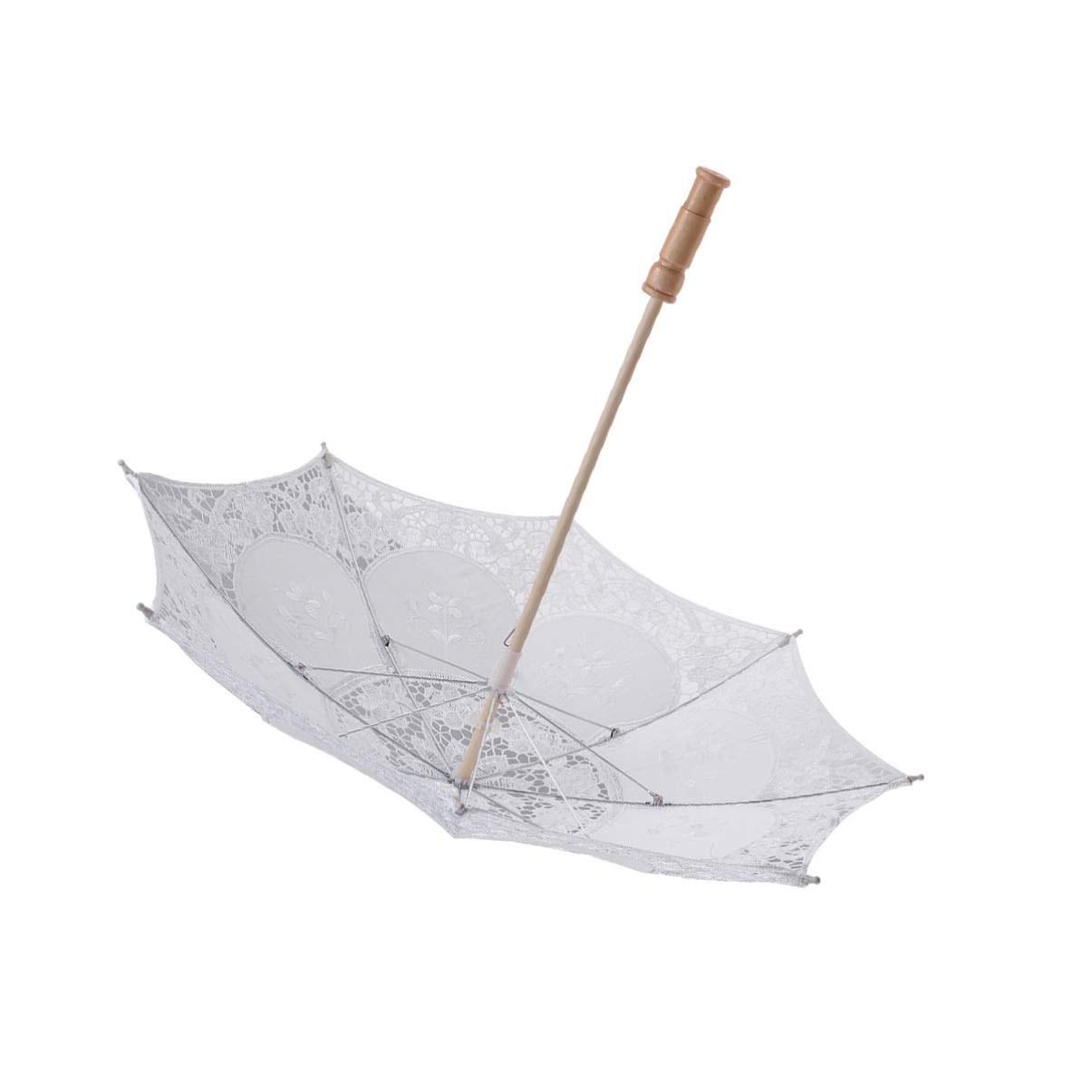 3stücke Lace Hochzeitsregenschirm Aus Baumwolle Handgefertigt Dekoration Für Fotografie Und Veranstaltungen Durchmesser Klassischer Nicht Wasserdichter Parasol Reinem Weiß Für