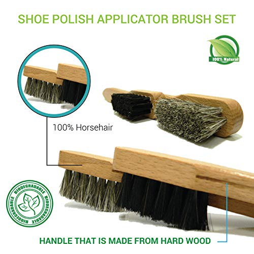 Valentino Garemi Shoe Care Set Cleaning Polishing Buffing Complete Brush Kit Set for Leather Materials
