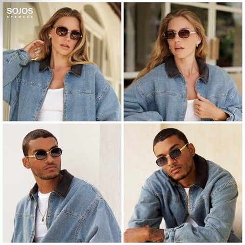 Image of SOJOS Trendy Rectangle Polarized Sunglasses for Women Men,Retro Square Shades Chic Sun Glasses SJ1291