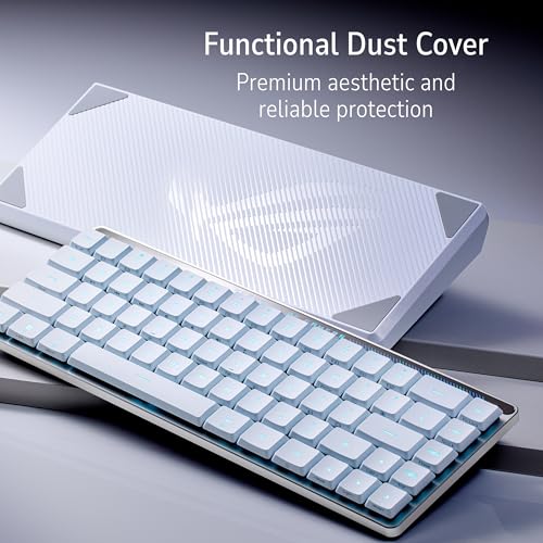 ASUS ROG Falchion RX Low Profile Wireless Gaming Keyboard – 65% Compact TKL, Tri-Mode Connectivity, ROG RX Blue Optical Switches, RGB, Touch Panel, Keyboard Cover, PC/Mac Support - White image 7