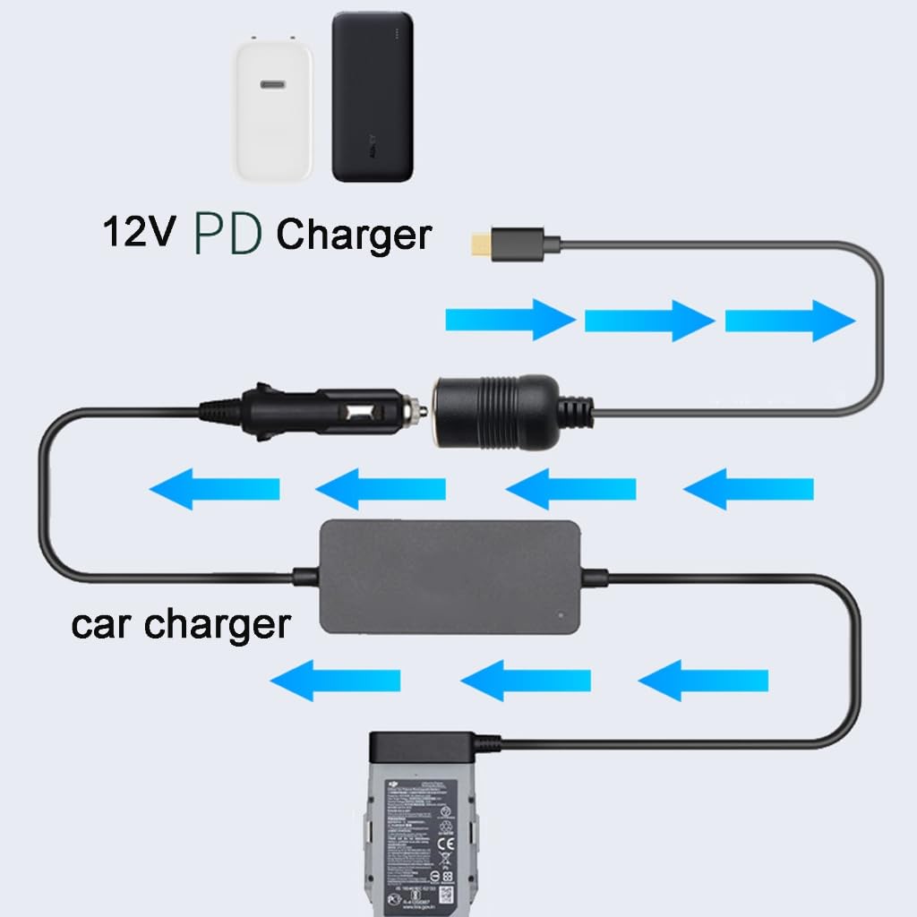65W USB C a 12V presa accendisigari maschio a femmina accendisigari