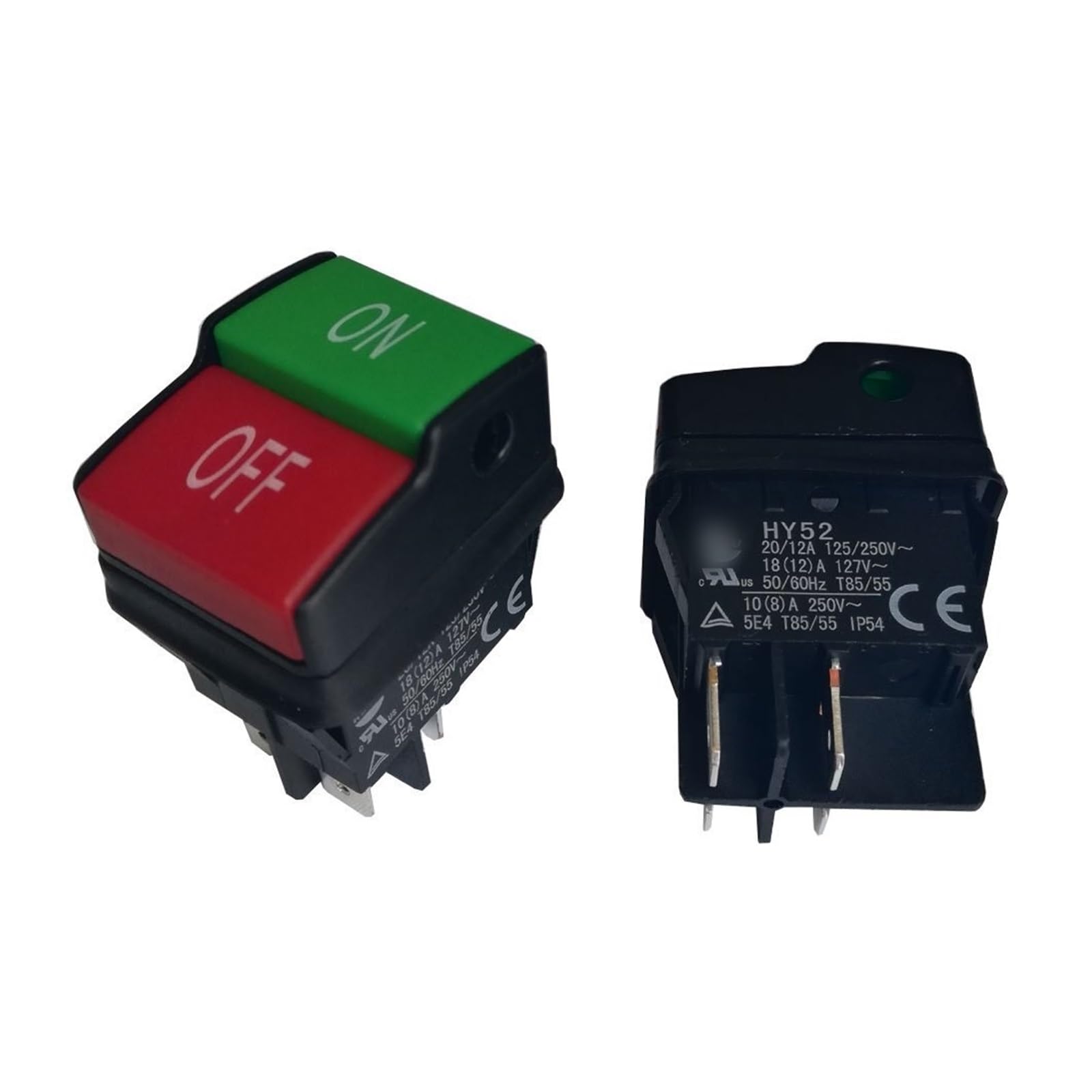 Interruttore A Pulsante Elettrico Industriale HY52 – 4 Pin Con Luce – 125/250V, 10A – Dispositivo ON/OFF Impermeabile IP54 - 2