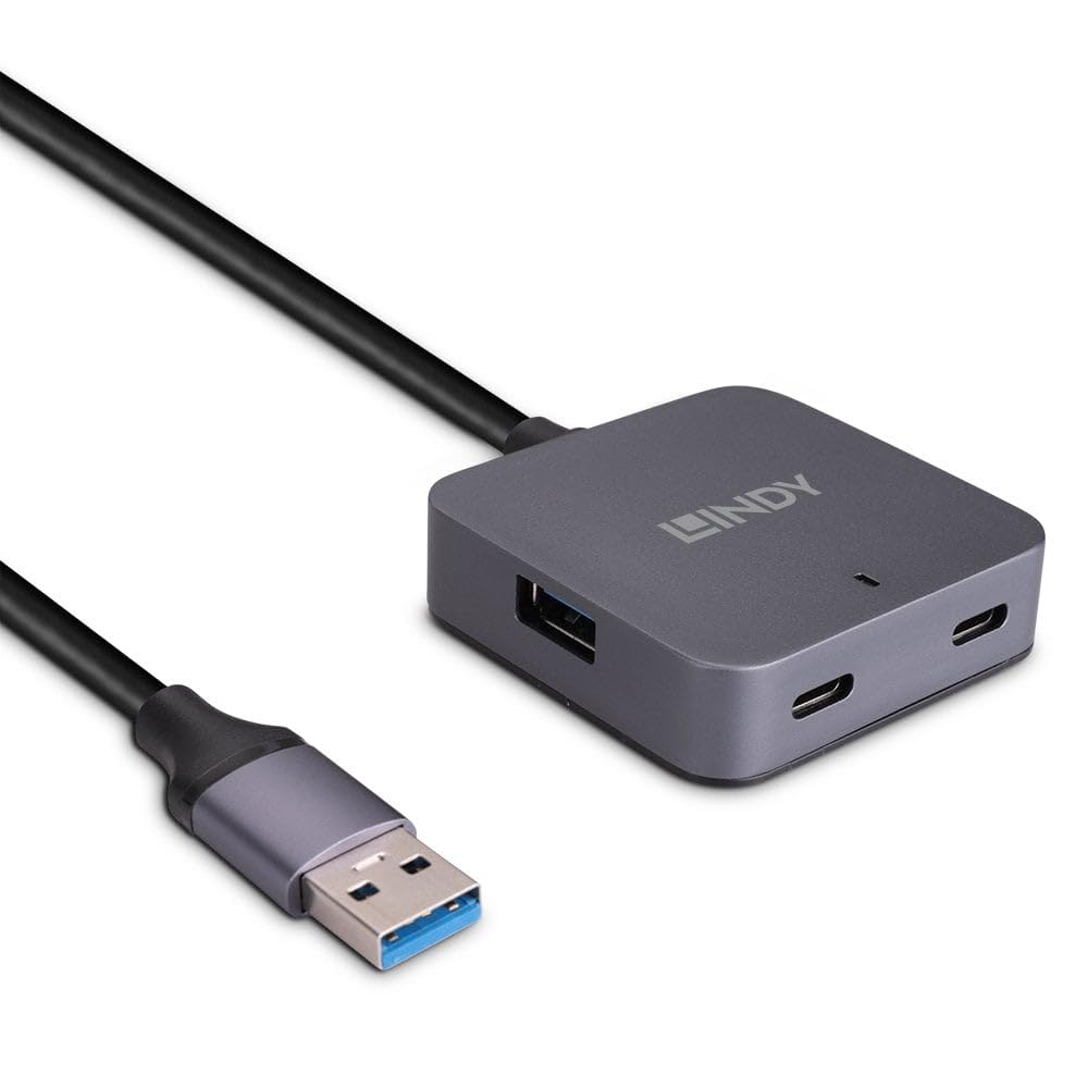 Lindy 10m 4 Port USB 3.0 Hub USB Type A 2 Type C USB 3.2/3.1