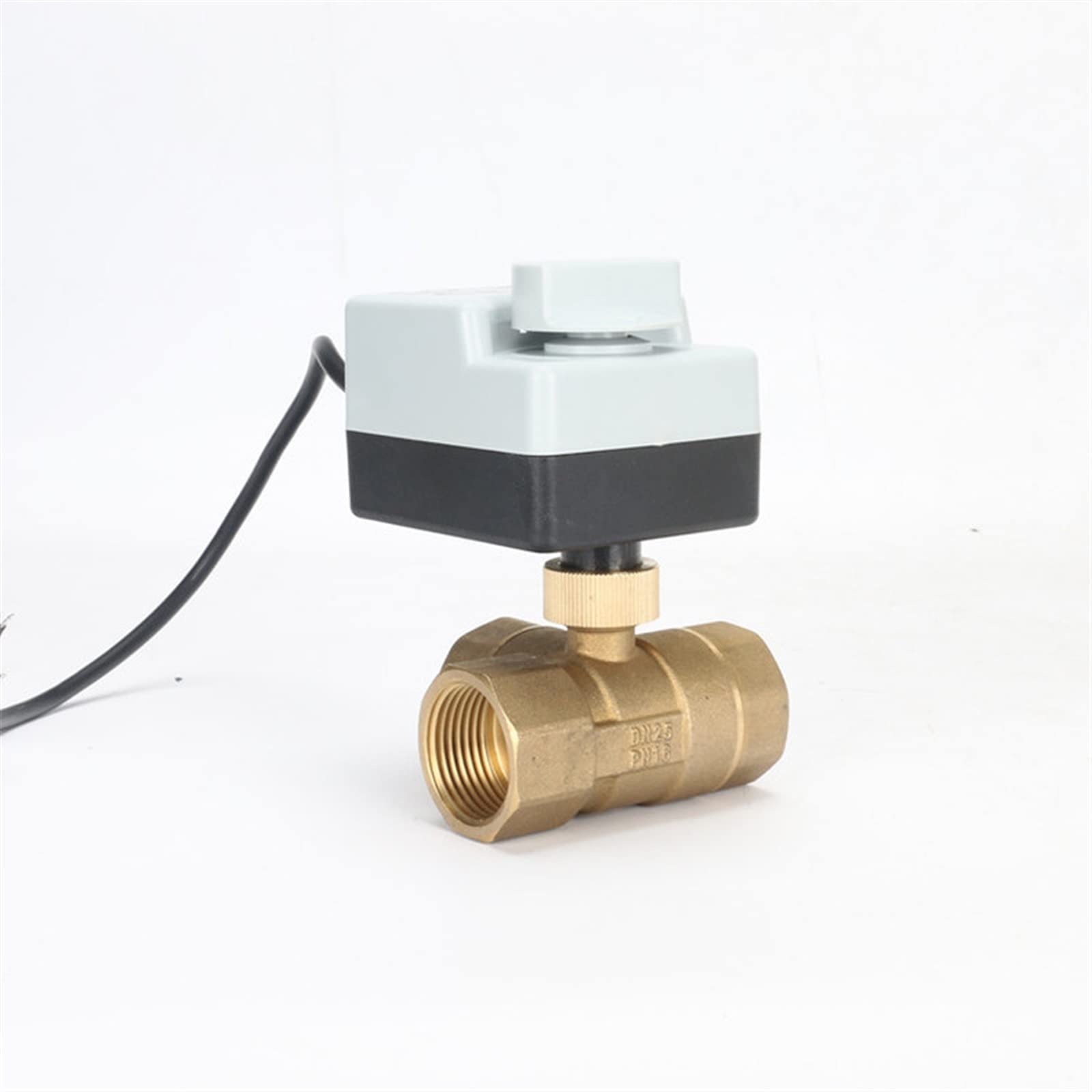 Válvula de bola, válvula de bola motorizada de latón de 3 vías AC220 DN15 G1/2 a DN40 G1-1/2 de 3 cables/motor de actuador eléctrico con función de interruptor manual (tamaño: DN25) ( Size : DN32 )