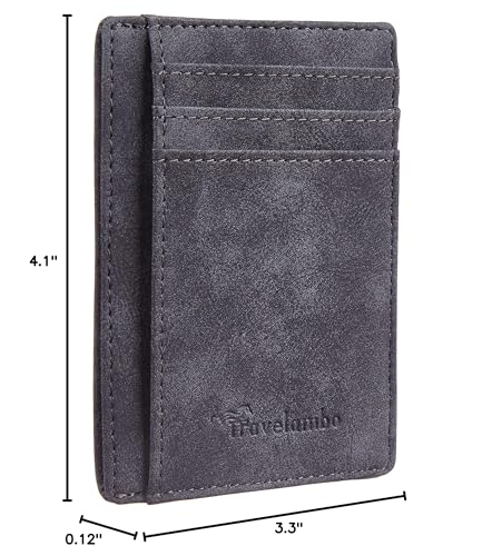 Image of Travelambo Slim Wallet Front Pocket Minimalist Leather RFID Blocking Medium Size