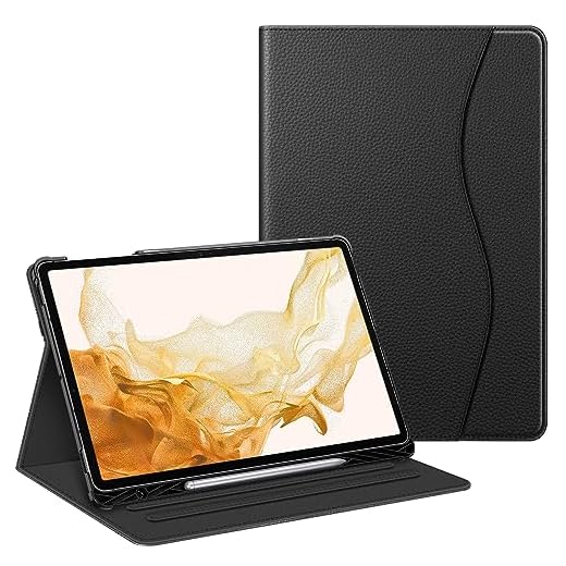 Fintie Fodral för Samsung Galaxy Tab S7 FE 2021/S7 Plus 2020 12,4 tum, multivinkel folio skyddande fodral med S Pen hållare dokumentslitsar och automatisk sömn/väckningsfunktion, svart