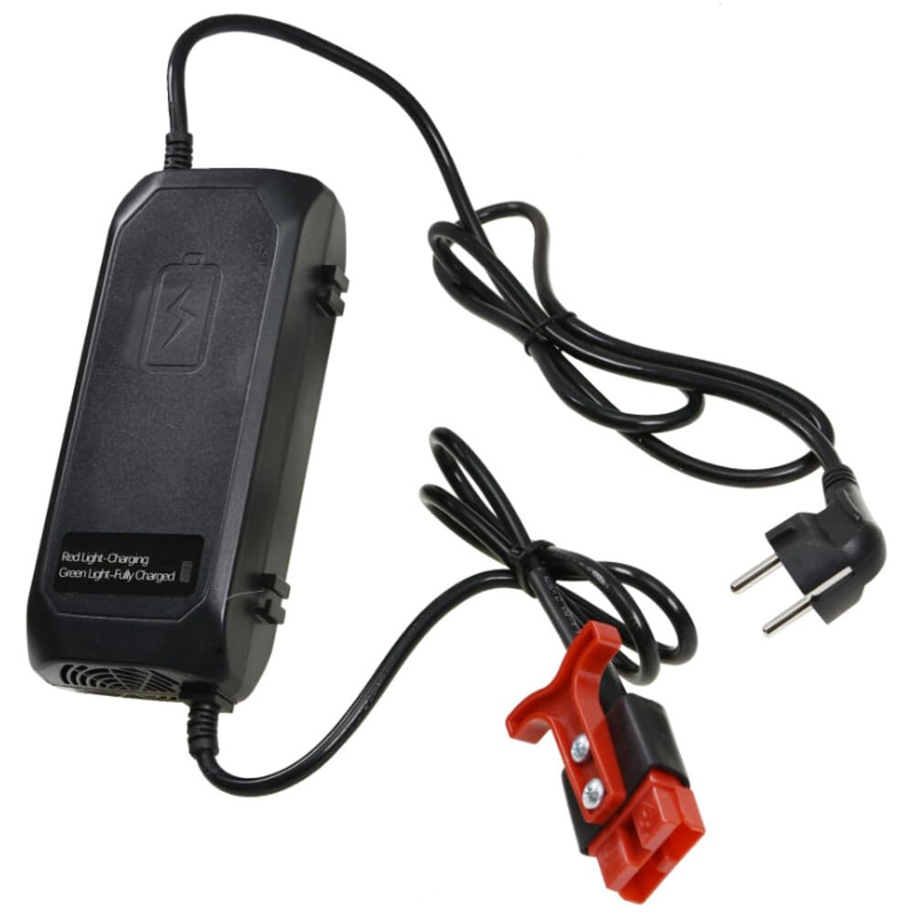 JAZGOT Cargador para transpaleta F4, 24V 5A. Modelo ESCH24V5A-G. Tensión de alimentación del rectificador: 185-240 V CA, 50-60 Hz 1,8 A.