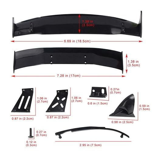 Rear Tail Wing Body Spoiler Wing Body Spoiler 1/10 Rc Racing Drift Car 2 Kinds 1:10 Universal Parts Accessories| | - - (Color: Black) #TOP6
