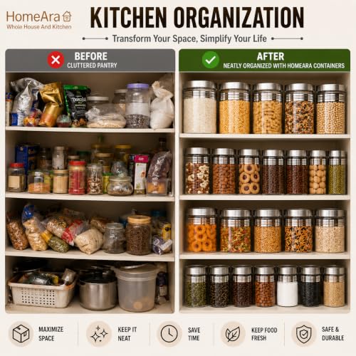 Image of Plastic Pet Storage Jar and Container, Set of 16 (4 ps x 250ml, 4 ps x350ml, 4 ps x 650ml, 4 ps x 1200ml) With Spoons Air Tight Kitchen Organiser Improved Model Silver line Printed