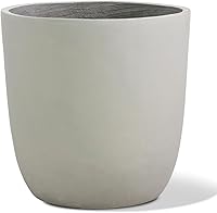 Heyzier 18-Inch Large Gray Concrete Planter - Handmade Durable Cement Pots for Indoor Outdoor Trees Flowers