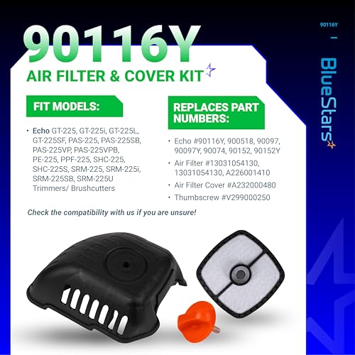 Image of BlueStars 90116Y Air Filter Cover Kit - Compatible with Echo | SRM-225 GT-225 PAS-225 PE-225 PPF-225 SHC-225 Trimmers Brushcutters - Replaces 13031054130 A232000480 V299000250 Thumbscrew