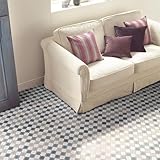 壁紙屋本舗 クッションフロア フロアシート 約 90cm幅 タイル レトロ コラベル モロッカン 青 ブルー 拭ける 床 シート トイレ 玄関 賃貸 サンゲツ HM12179 約91cm×200cm (2m) 【受注生産品・キャンセル不可】