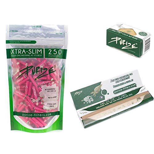 Purize Xtra Slim Size - Juego de filtros de carbón Activo (250 Unidades), Color Rosa Cover