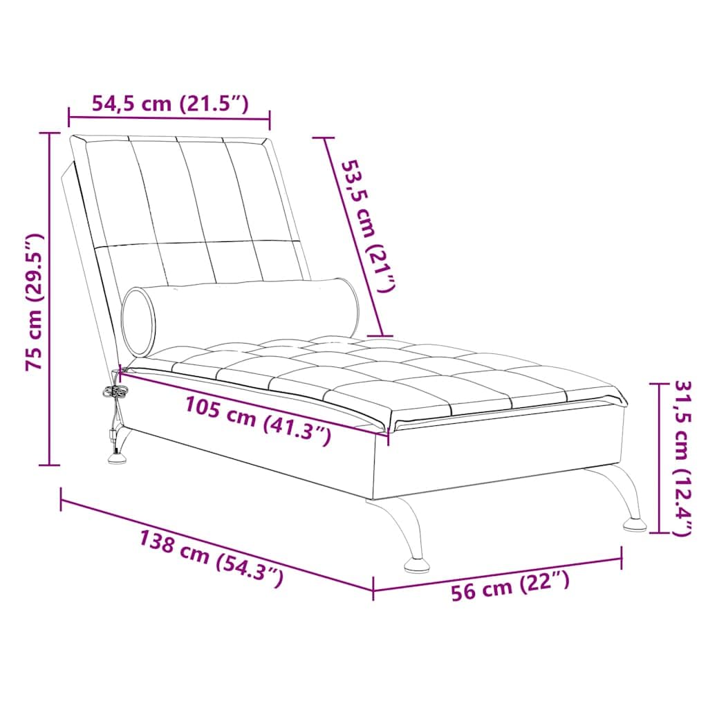 Masażer z rolką pod kark, czarny materiał i wyściółka, 138 x 56 x 75 cm, w zestawie kabel USB 160 cm, do salonu i kącika do czytania, z wibracjami